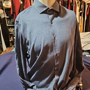 EUC Gorgeous Blue Denim Cotton Loro Piana Casual Blue Button-Down Shirt